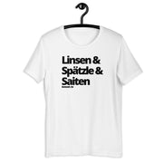 Linsen & Spätzle & Saiten - Shirt unisex - weiss - kesselshop.tv